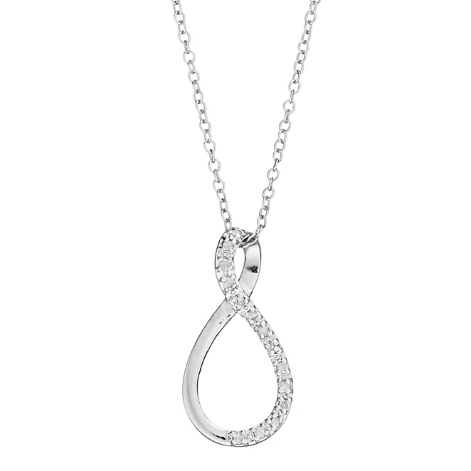 Sterling Silver 1/10 Carat T.W. Diamond Infinity Pendant Necklace | Nwt